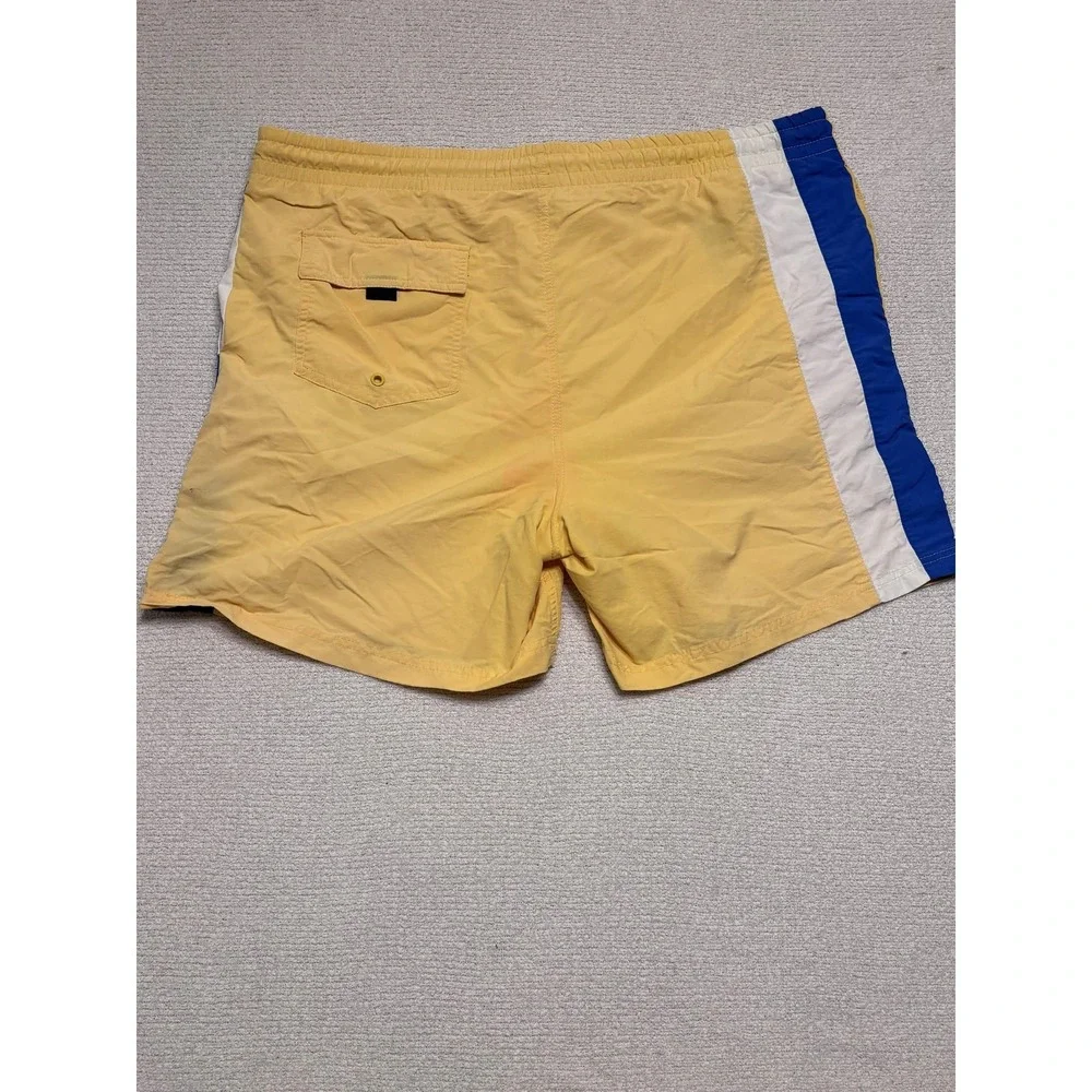 Nautica Mens Swim Trunks Size L Board Shorts Yellow Nylon Colorblock NS-83
